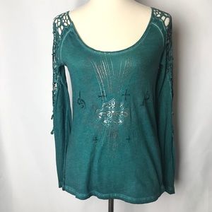 Harley Davidson Sz S Teal Green Tie-dyed Top